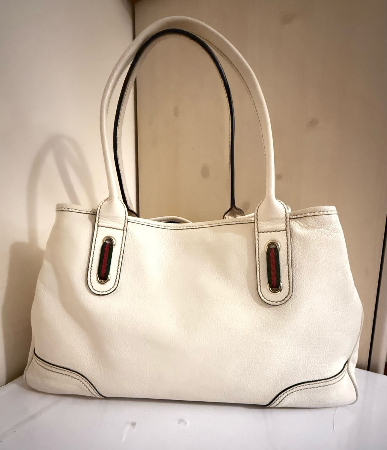 Gucci White Leather Princy Tote