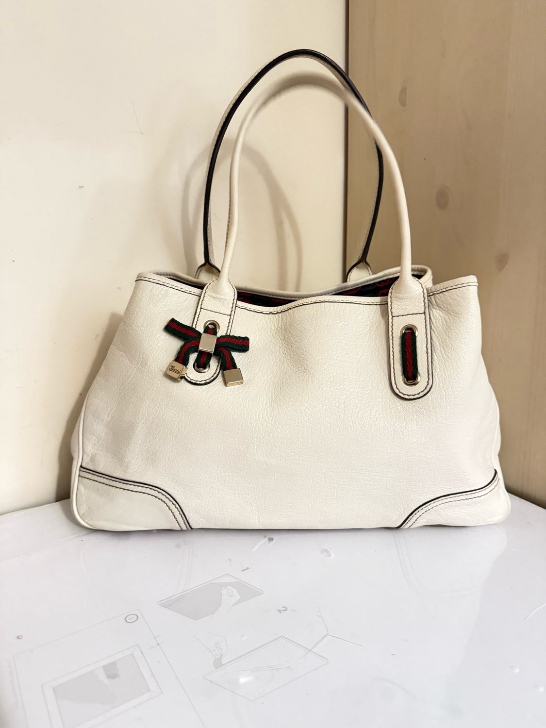 Gucci White Leather Princy Tote