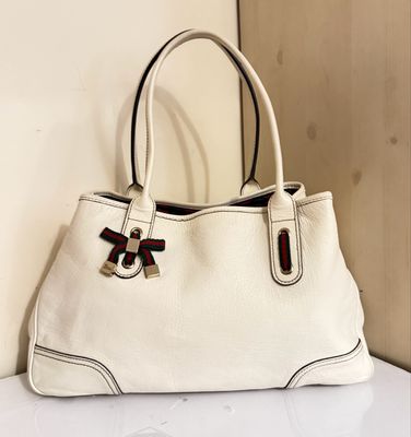 Gucci White Leather Princy Tote