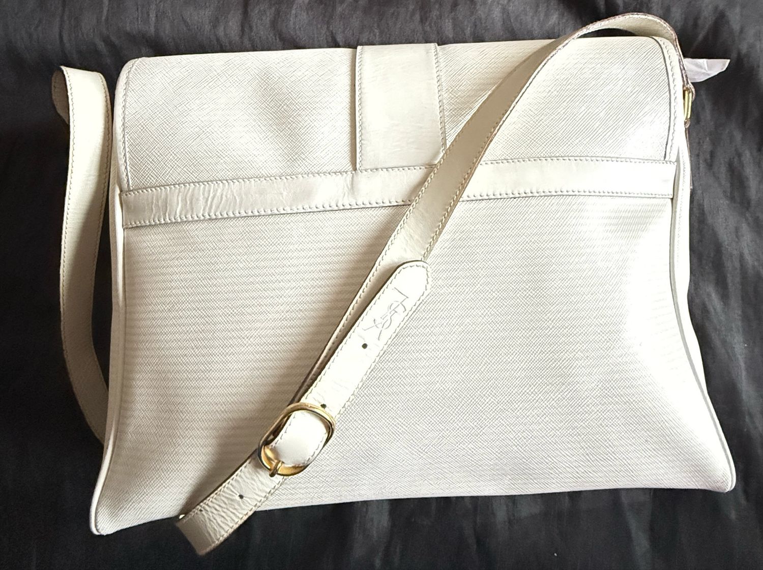YSLmessenger leather Bag White
