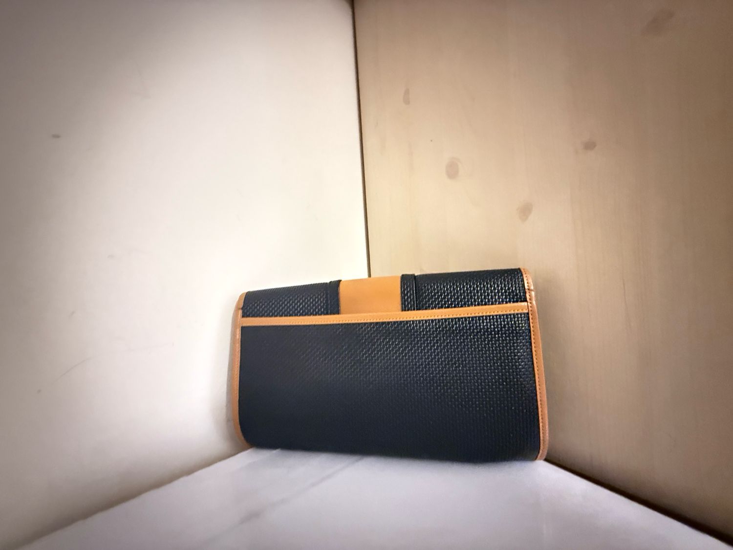 Yves Saint Laurent Clutch leather Bag Black /Camel