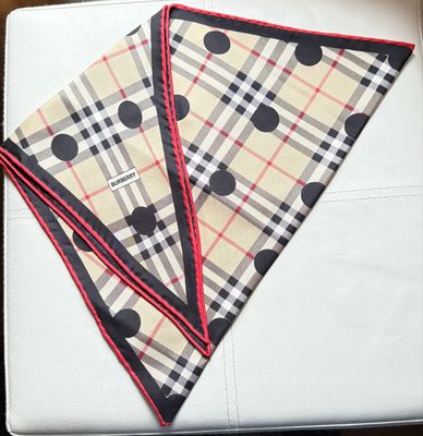 Burberry Polka dot check print silk diamond shaped scarf