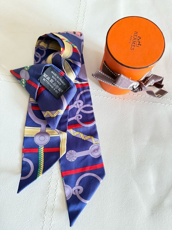 Hermès Panoplie Equestre Blue Silk Twilly