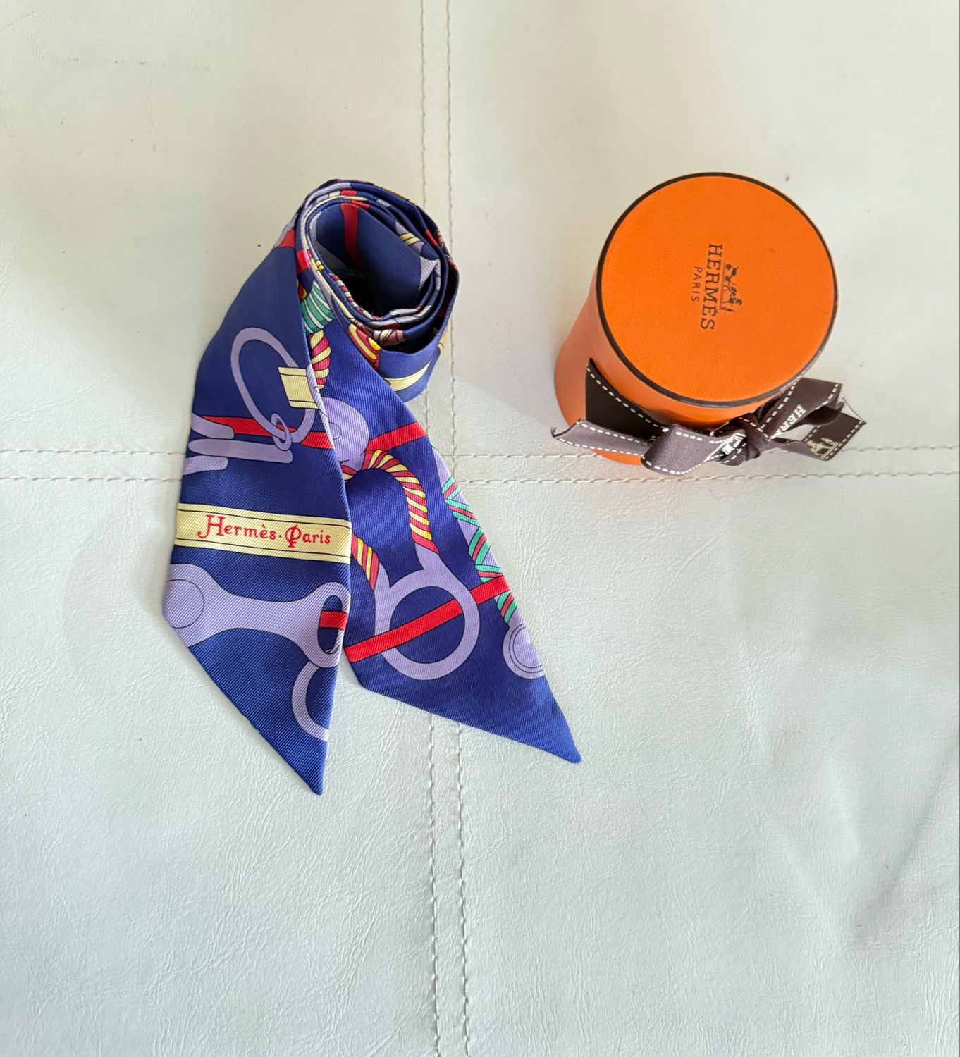 Hermès Panoplie Equestre Blue Silk Twilly