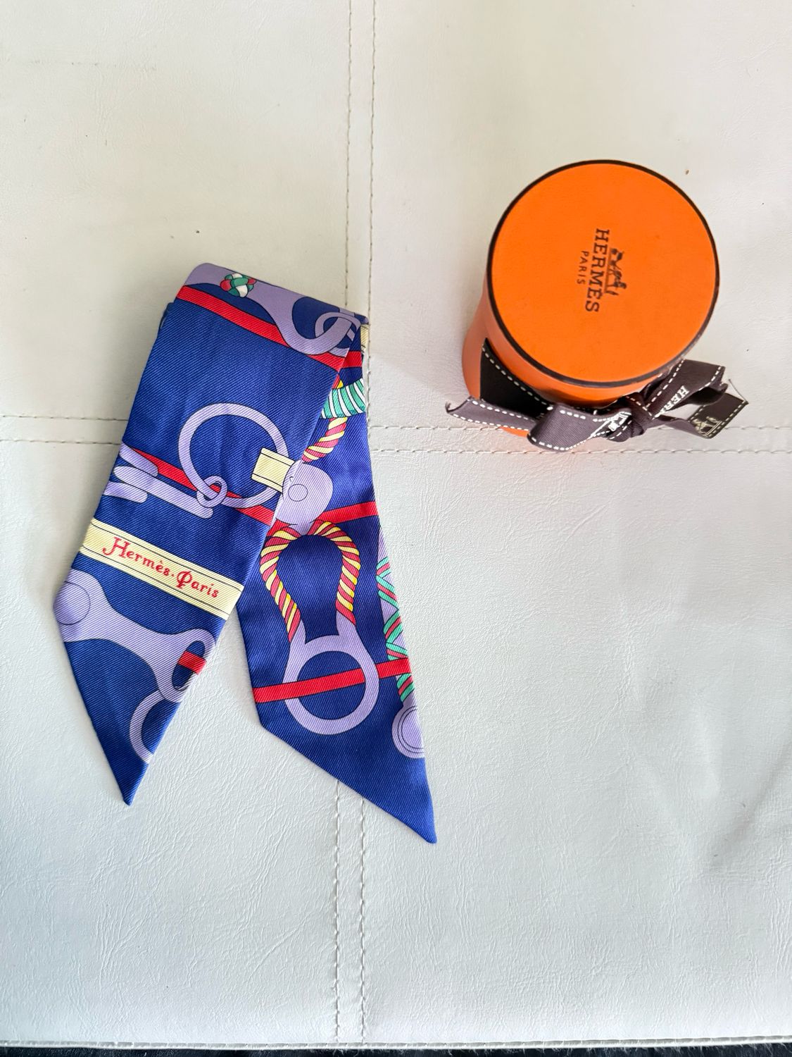 Hermès Panoplie Equestre Blue Silk Twilly