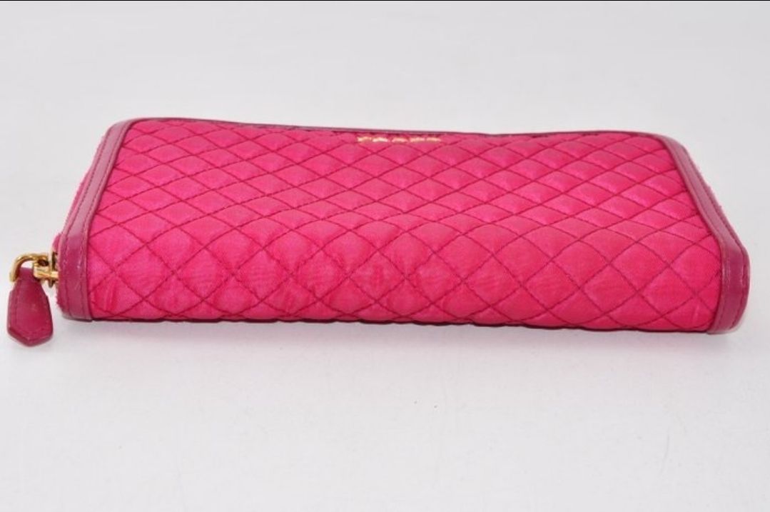 Prada Zip-Around Wallet in Pink Nylon &amp; Leather