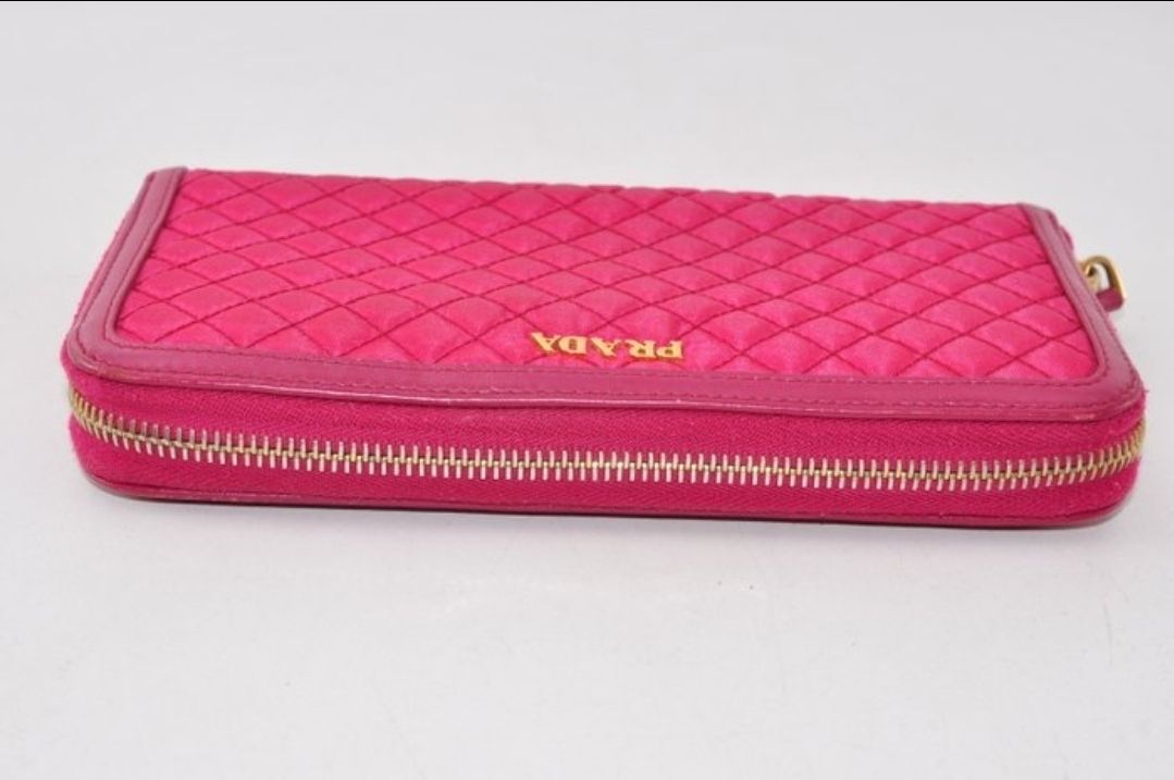 Prada Zip-Around Wallet in Pink Nylon &amp; Leather