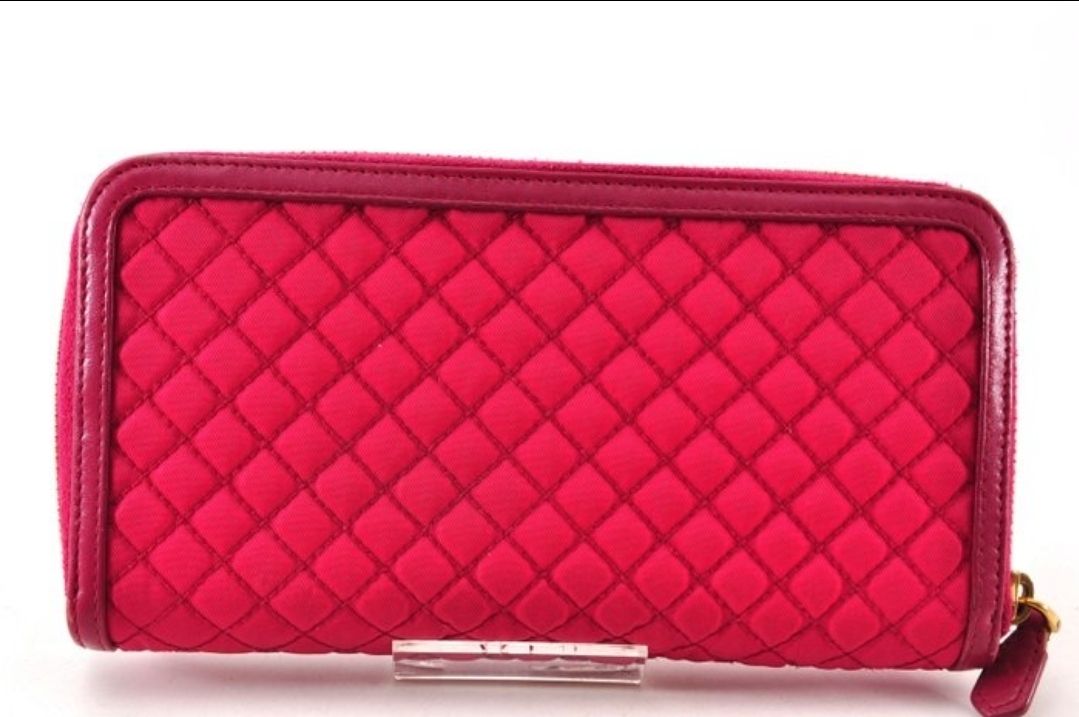 Prada Zip-Around Wallet in Pink Nylon &amp; Leather