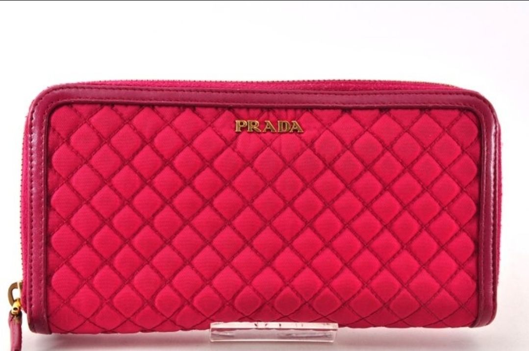 Prada Zip-Around Wallet in Pink Nylon &amp; Leather