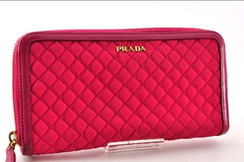 Prada Zip-Around Wallet in Pink Nylon &amp; Leather