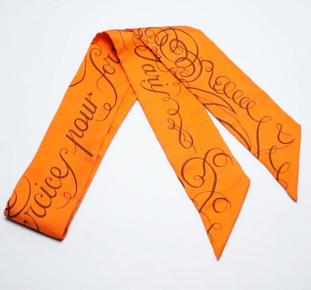 Hermès Exercices pour Former la Main Silk Twilly Scarf Orange