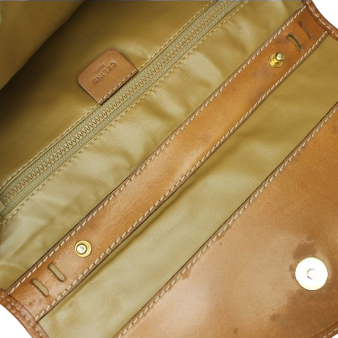 Vintage Celine Triomphe clutch bag  Beige/camel