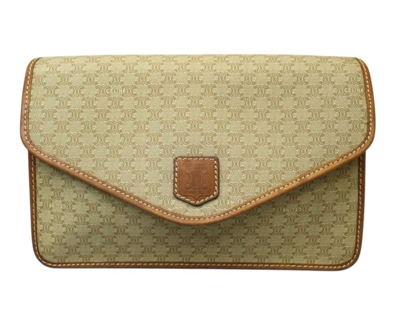 Vintage Celine Triomphe clutch bag  Beige/camel