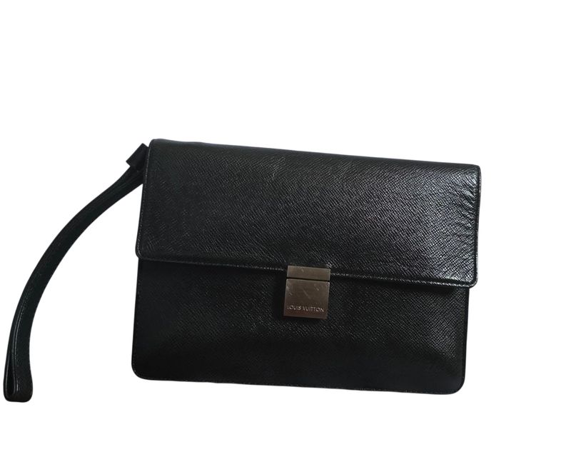 Louis Vuitton Black Taiga Selenga Clutch Bag 