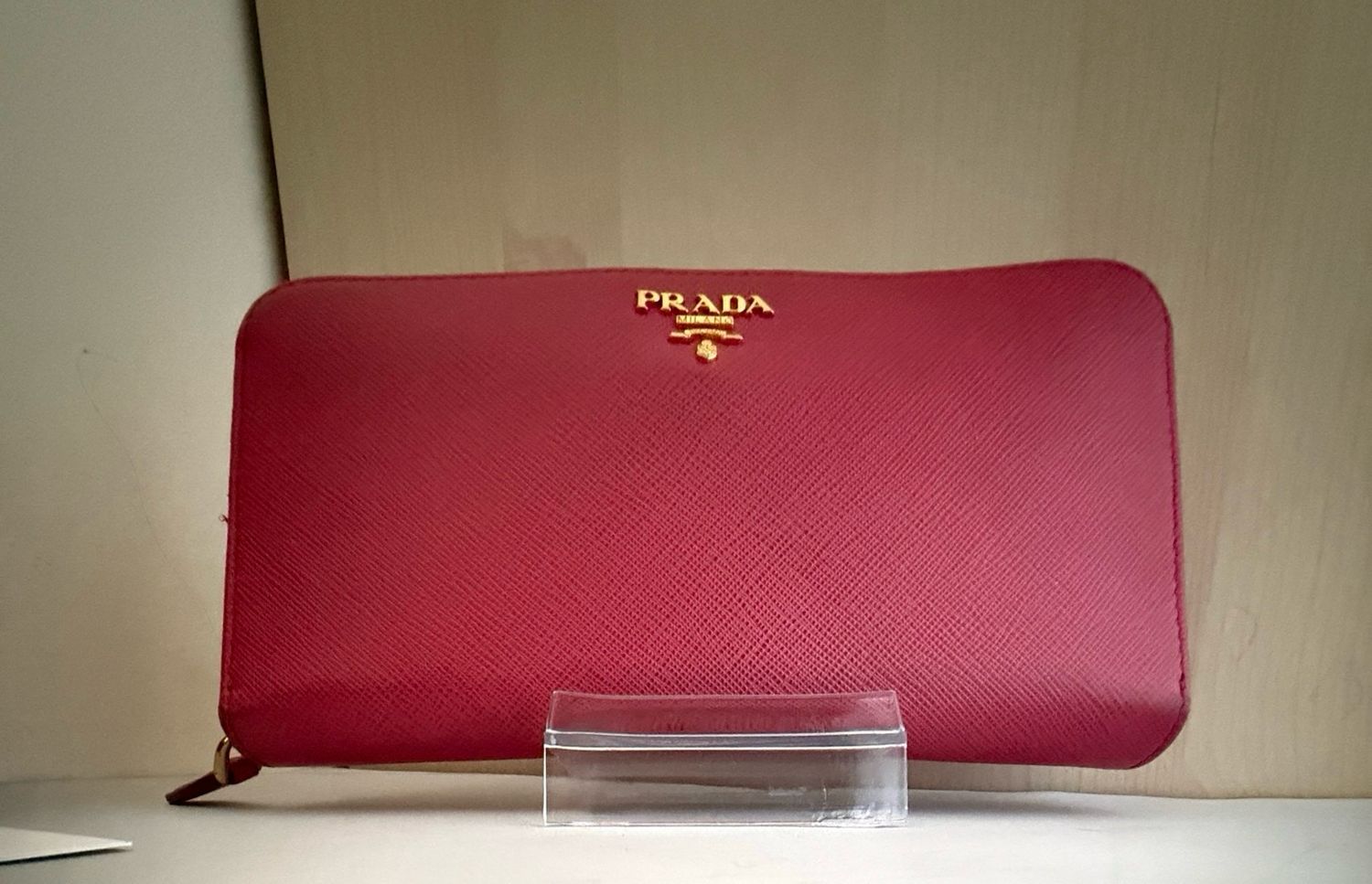 Prada leather Zip Round Red Wallet