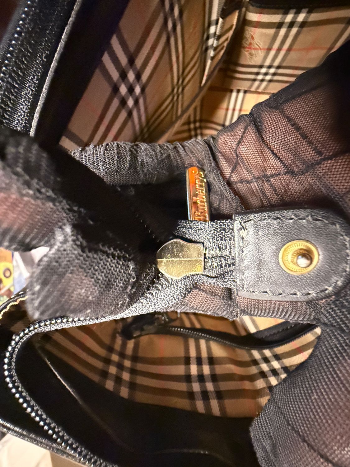 Burberry work Tote  bag Nova check leather black