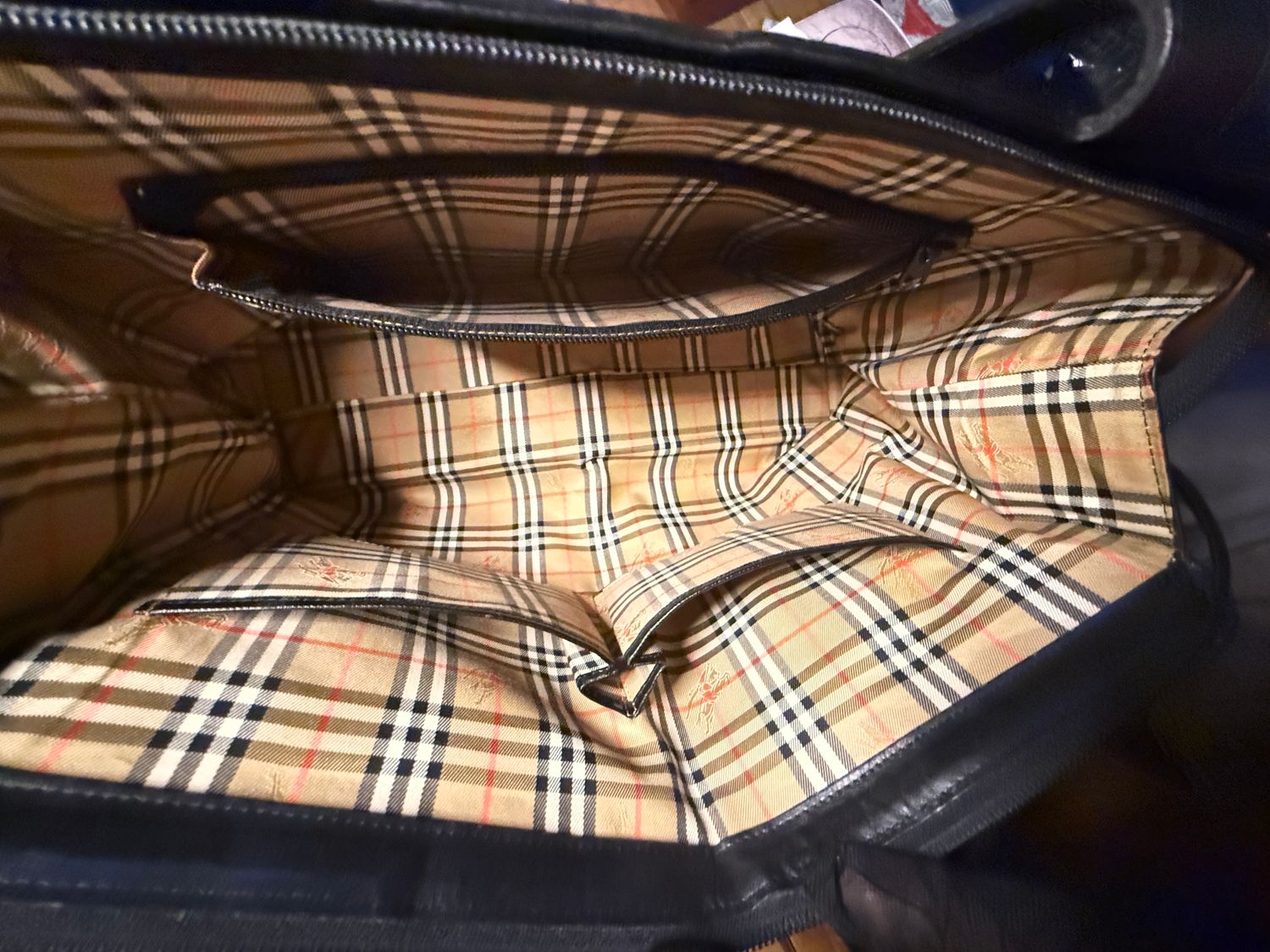 Burberry work Tote  bag Nova check leather black