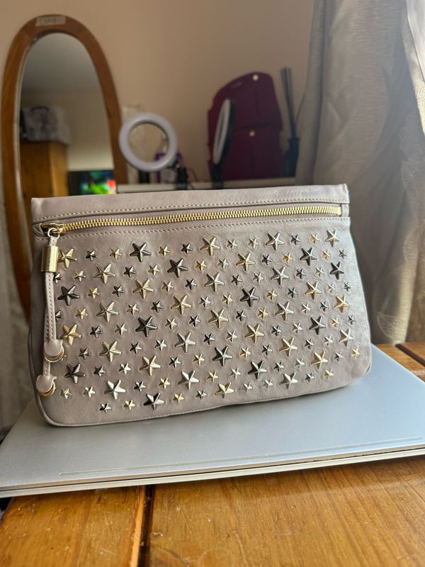 Jimmy Choo Zena Clutch Star Studded Beige