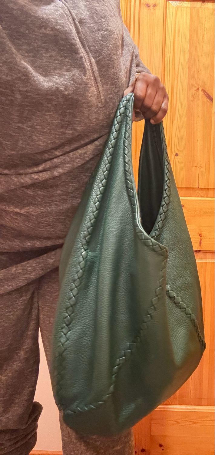 Bottega Veneta Intreciato Trimmed Cervo Hobo Bag green