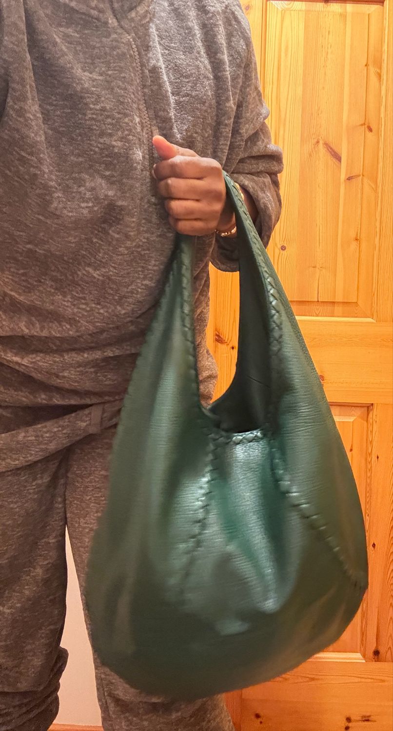 Bottega Veneta Intreciato Trimmed Cervo Hobo Bag green