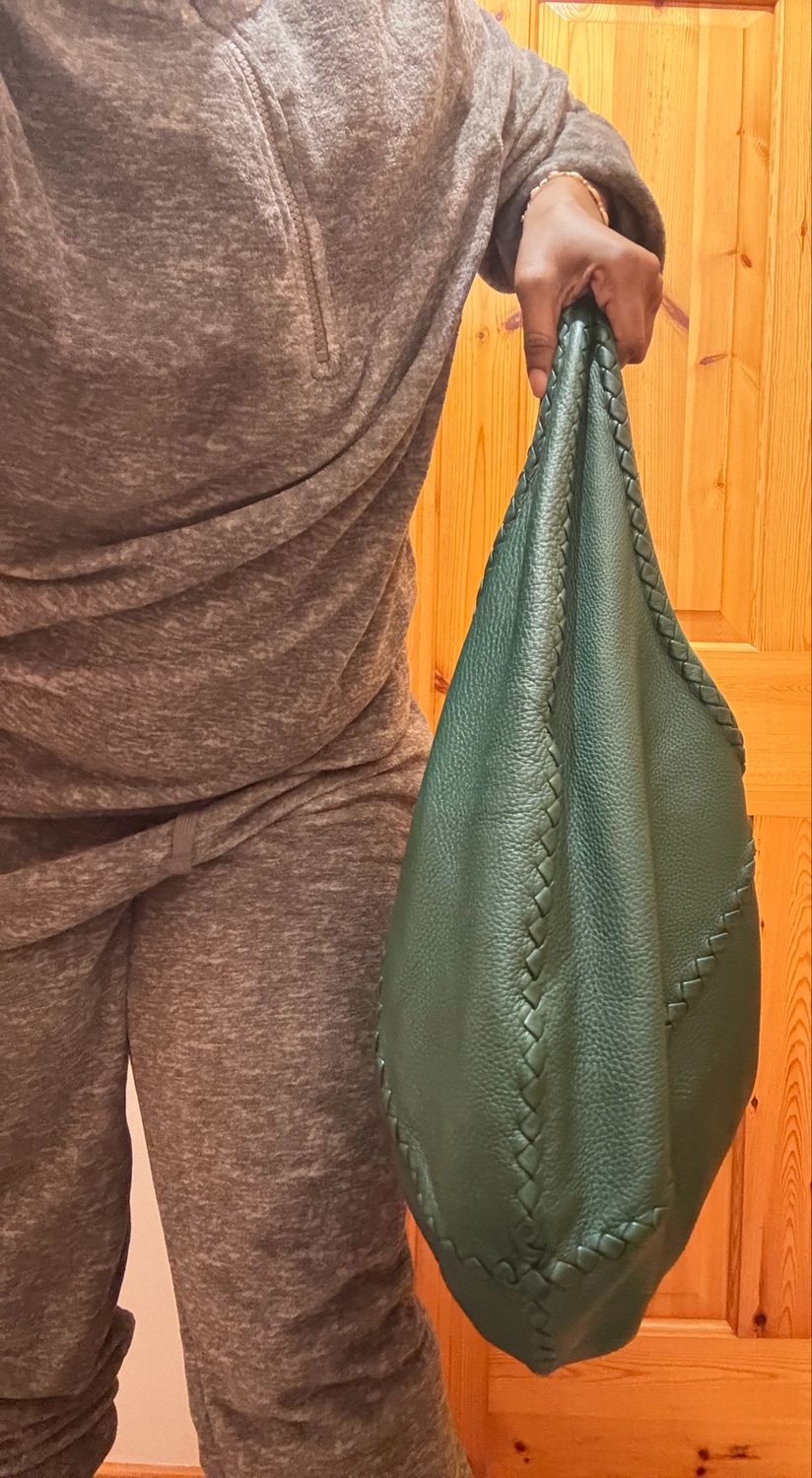 Bottega Veneta Intreciato Trimmed Cervo Hobo Bag green