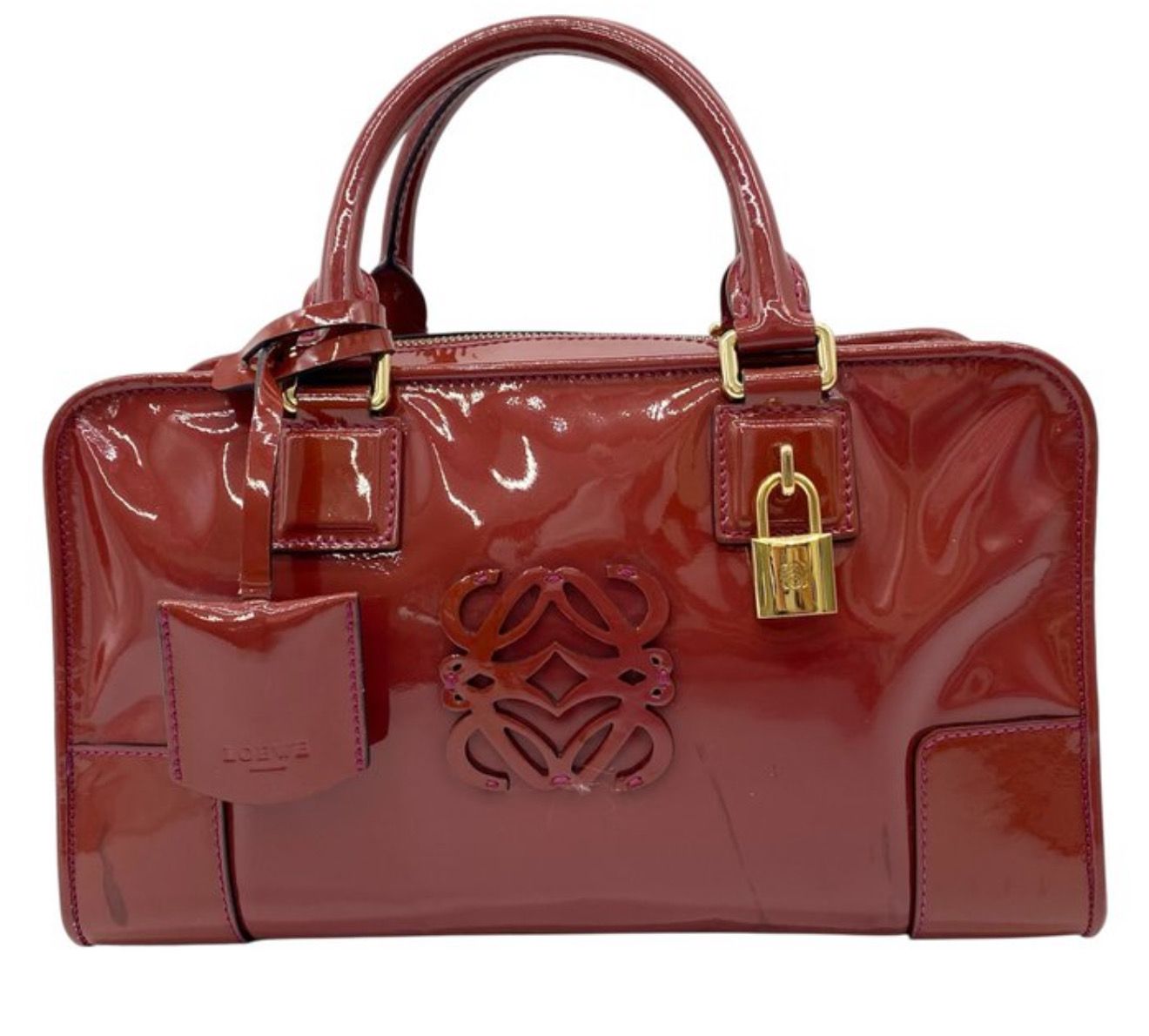 Loewe Amazona 28 Handbag Patent leather Bordeaux