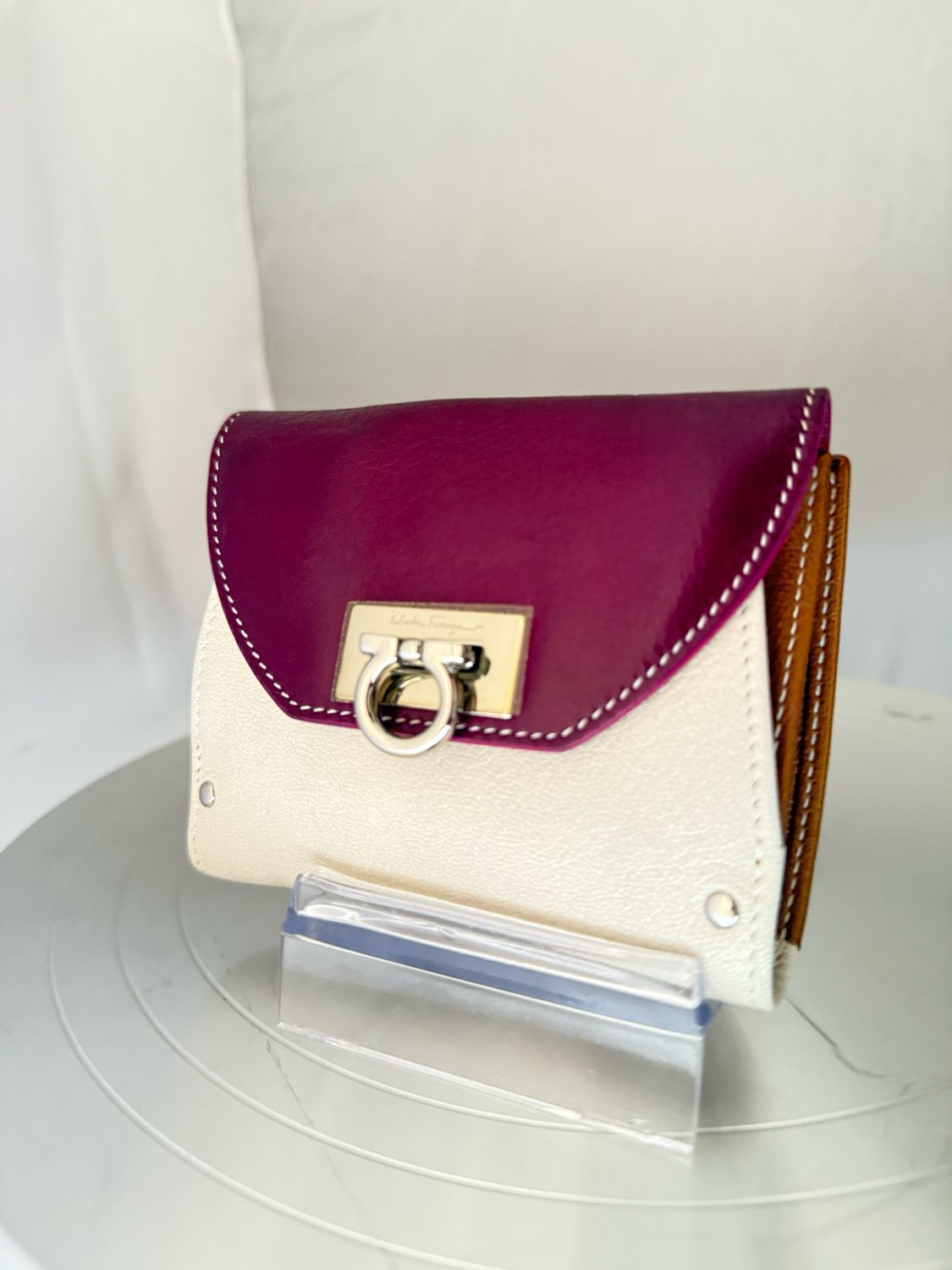 Salvatore Ferragamo Giancini Bordeaux Leather Wallet