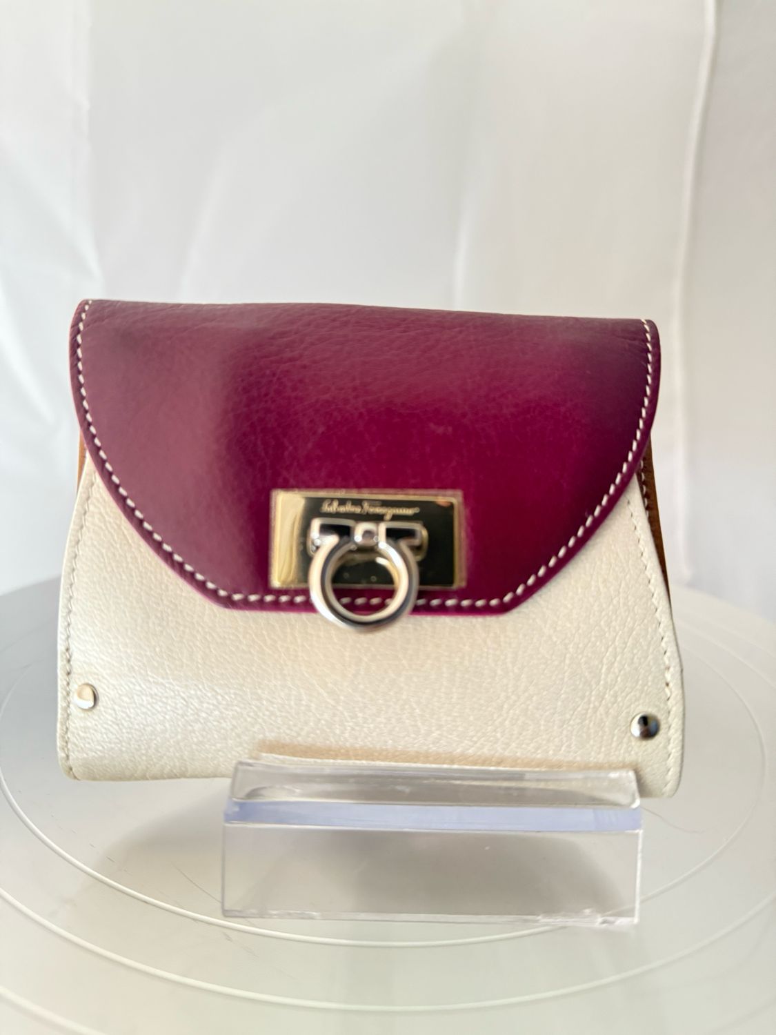 Salvatore Ferragamo Giancini Bordeaux Leather Wallet