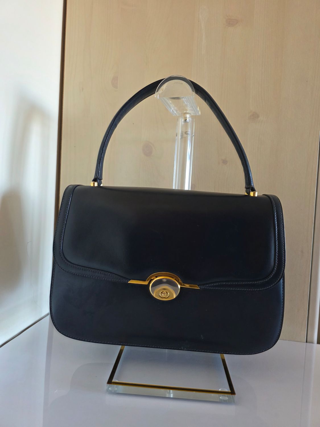 Gucci Navy Leather top handle Handbag