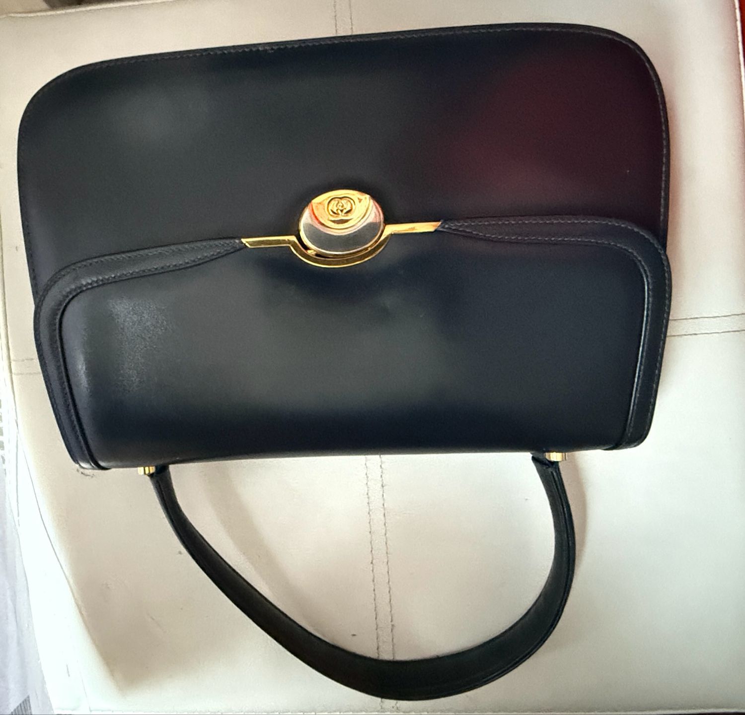 Gucci Navy Leather top handle Handbag
