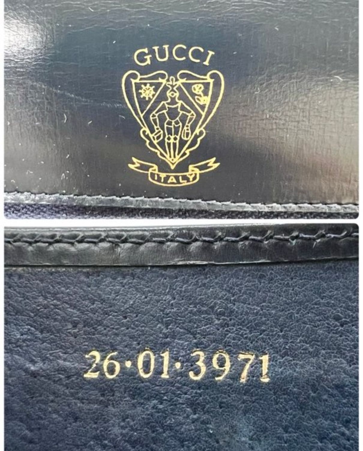Gucci Navy Leather top handle Handbag
