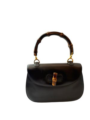 Gucci 1947 Leather top handle Bamboo Handbag Black
