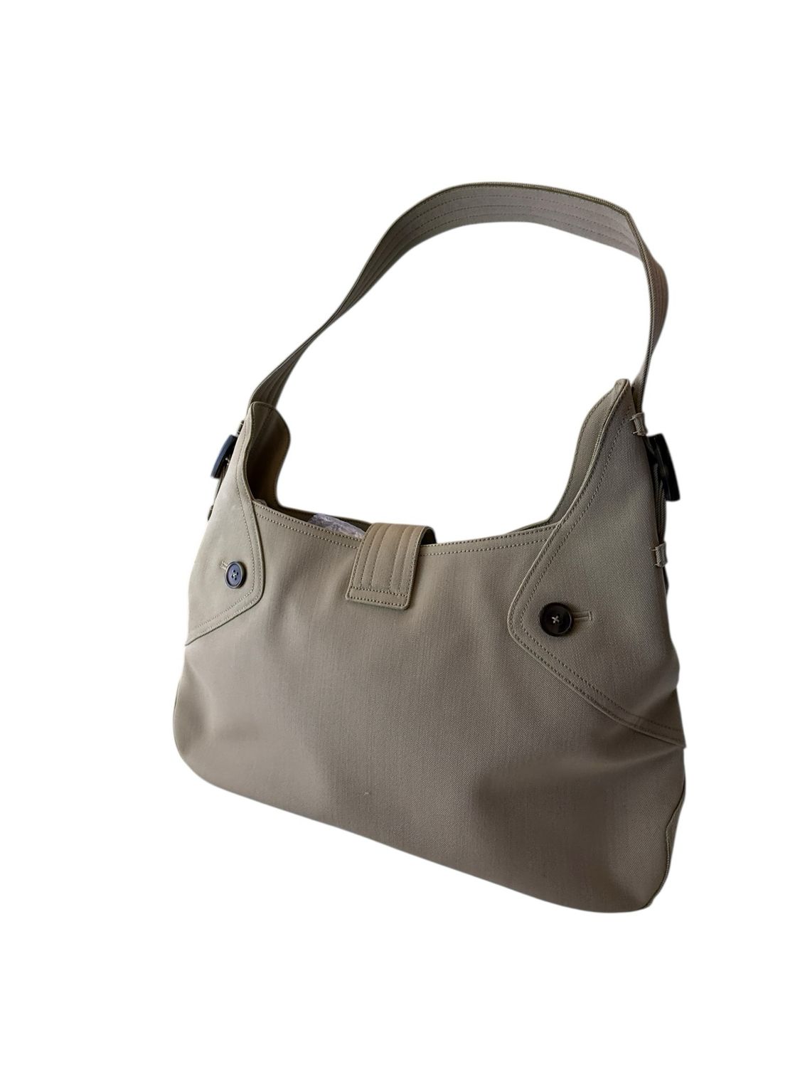 Salvatore Ferragamo Gancini Canvas Shoulder Bag Khaki