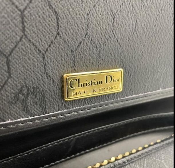 Christian Dior Honeycomb wallet On Chain Canvas With Leather Trim