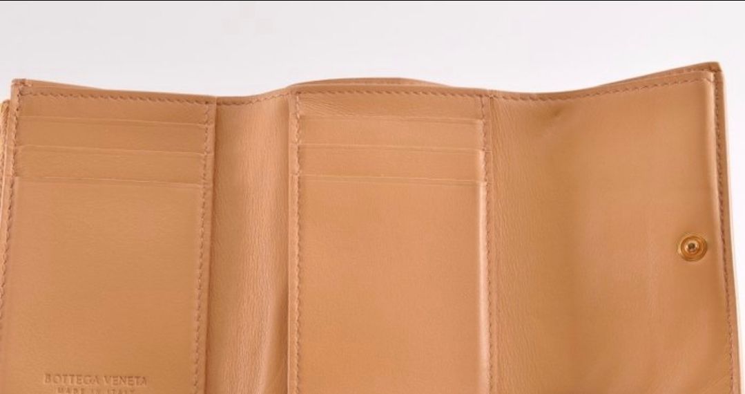 Bottega Veneta Cassette Trifold Leather wallet Camel