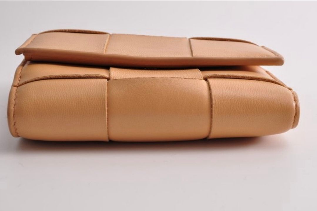 Bottega Veneta Cassette Trifold Leather wallet Camel