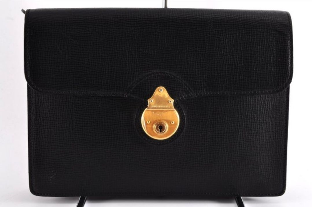 Burberry clutch purse black  leather 