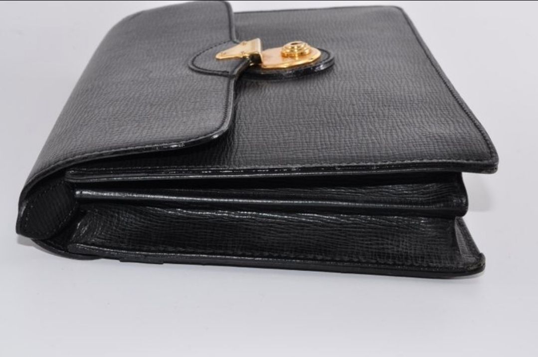 Burberry clutch purse black  leather 