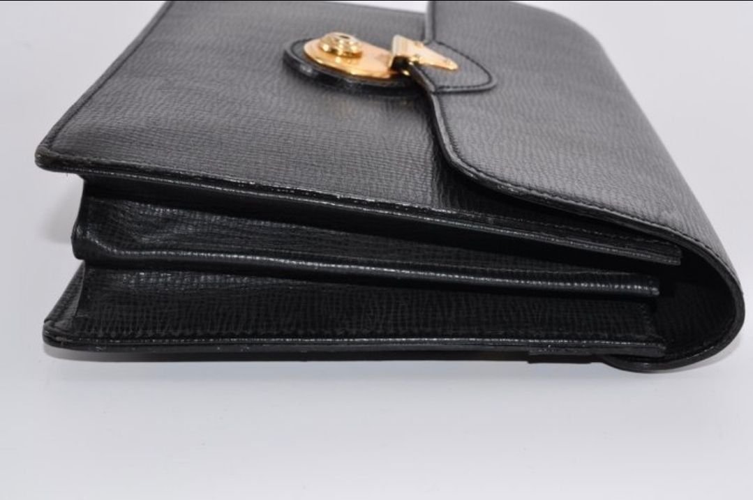 Burberry clutch purse black  leather 