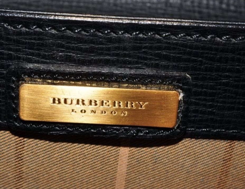 Burberry clutch purse black  leather 