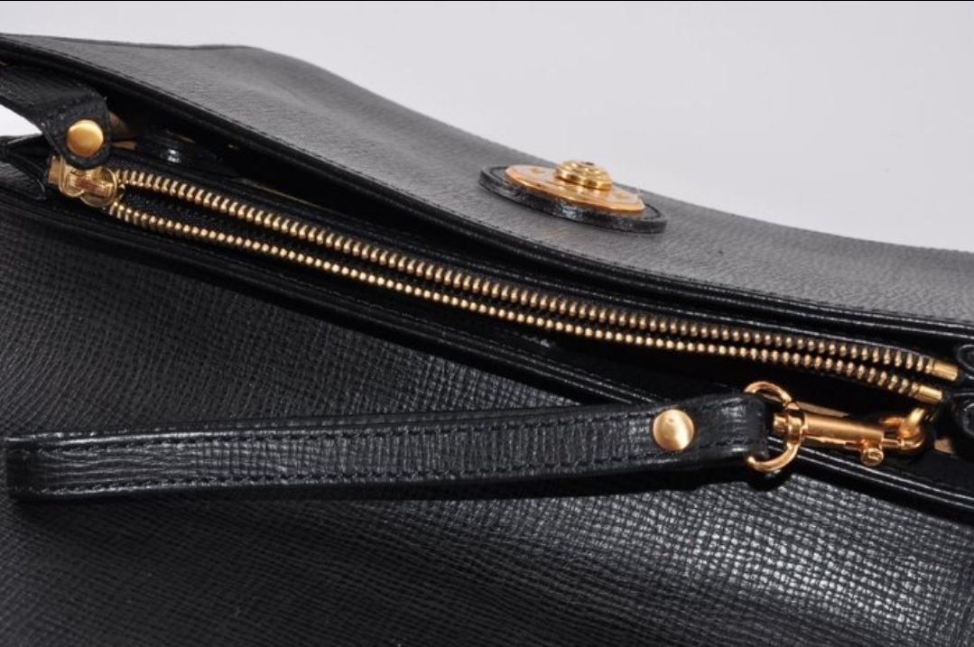 Burberry clutch purse black  leather 