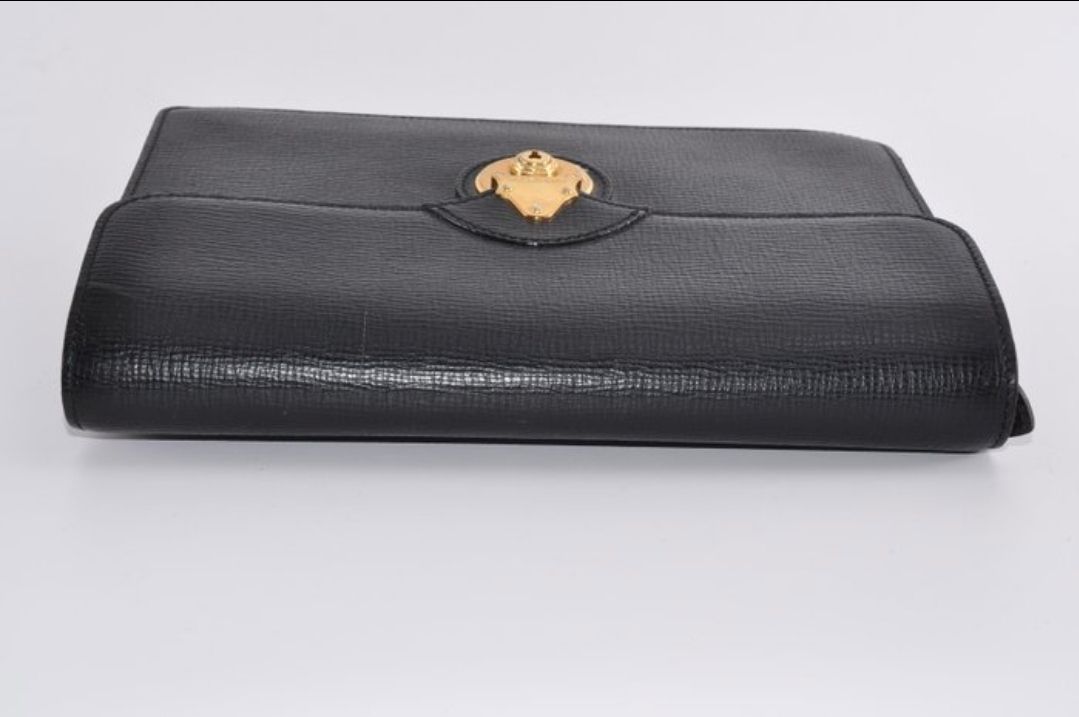 Burberry clutch purse black  leather 