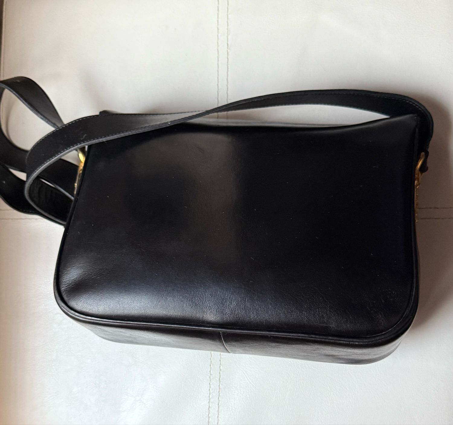 Vintage Celine Triomphe Box crossbody Leather purse Black