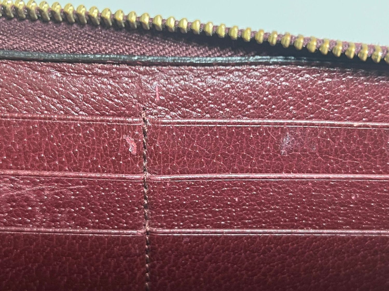 Gucci Ophidia GG Stripe Zip Around Wallet Bordeaux Leather (With Box)