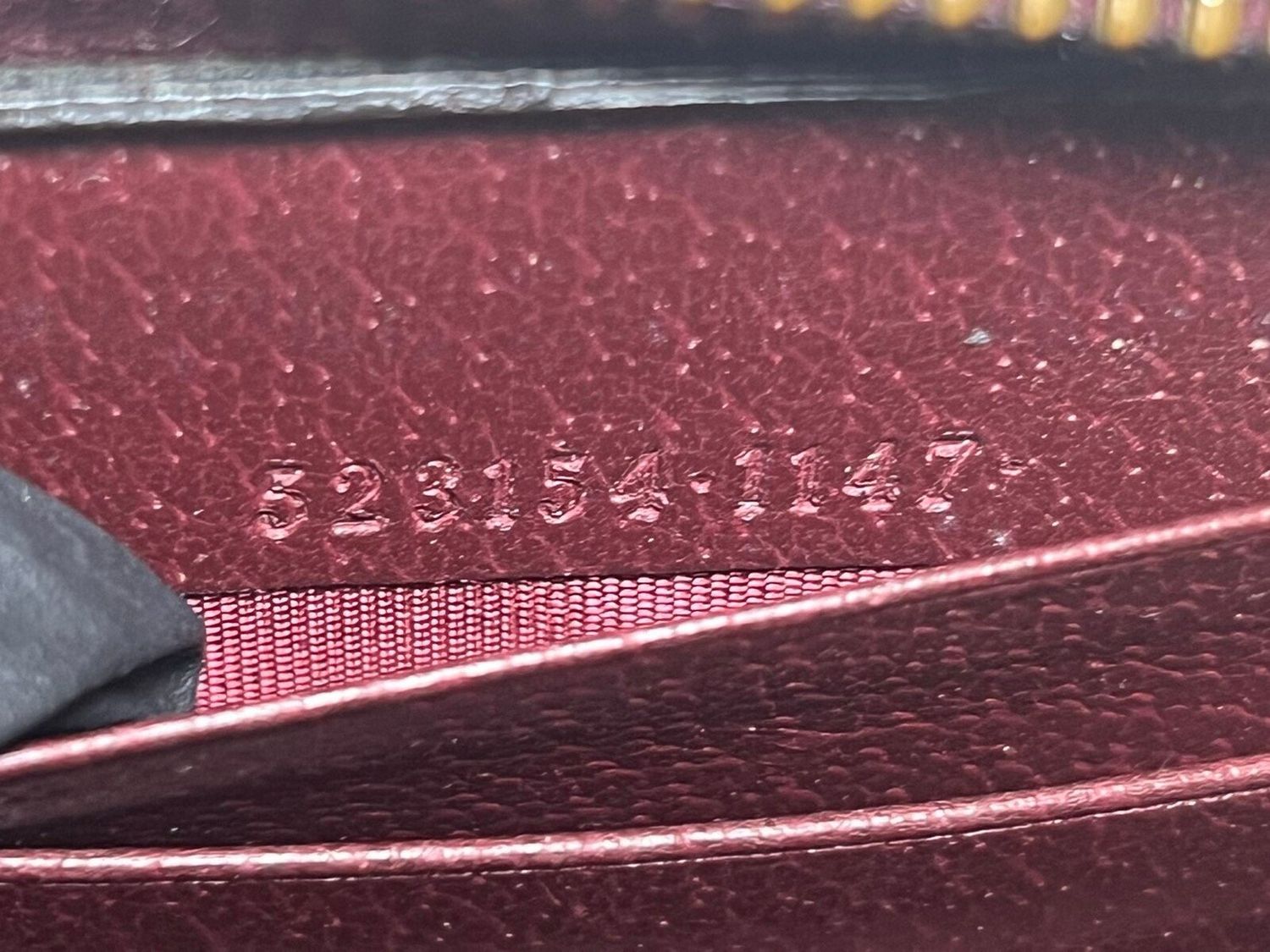 Gucci Ophidia GG Stripe Zip Around Wallet Bordeaux Leather (With Box)