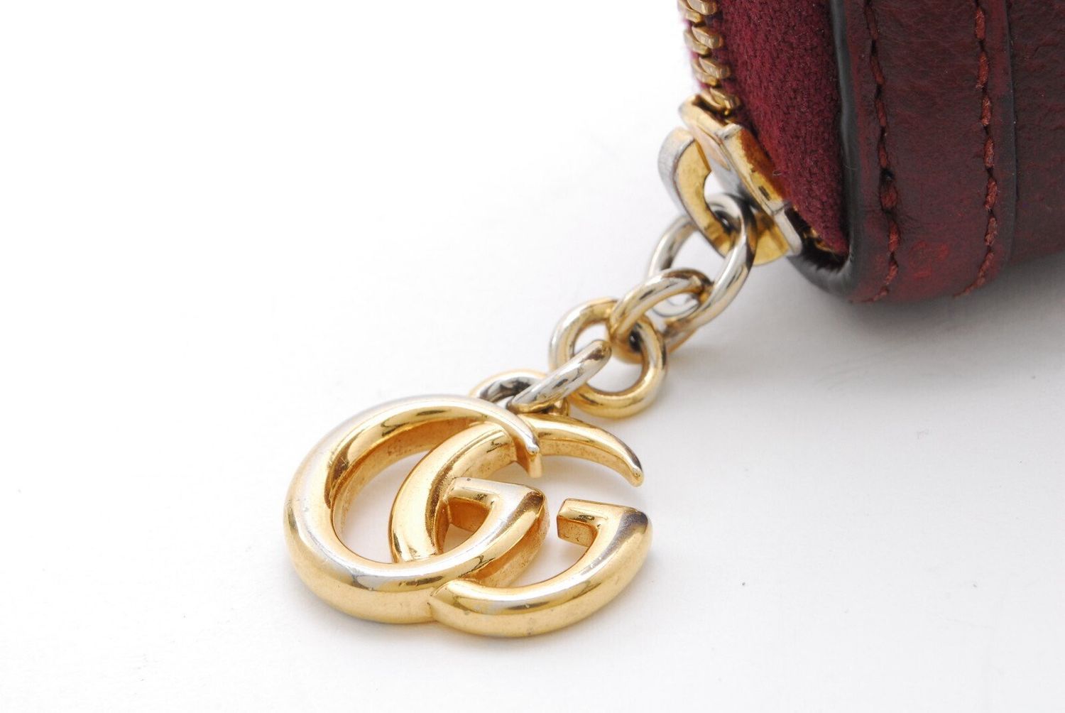 Gucci Ophidia GG Stripe Zip Around Wallet Bordeaux Leather (With Box)