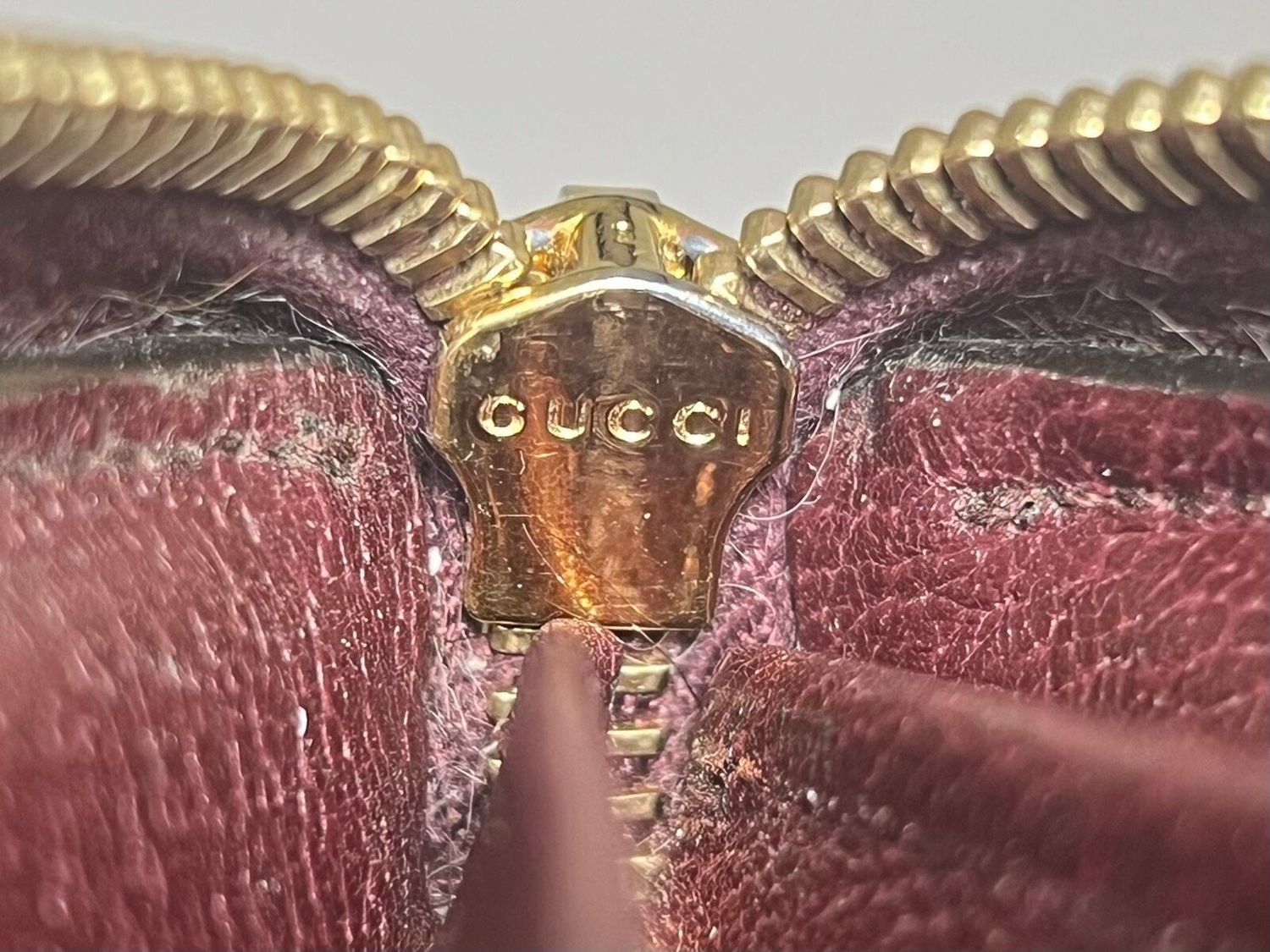 Gucci Ophidia GG Stripe Zip Around Wallet Bordeaux Leather (With Box)