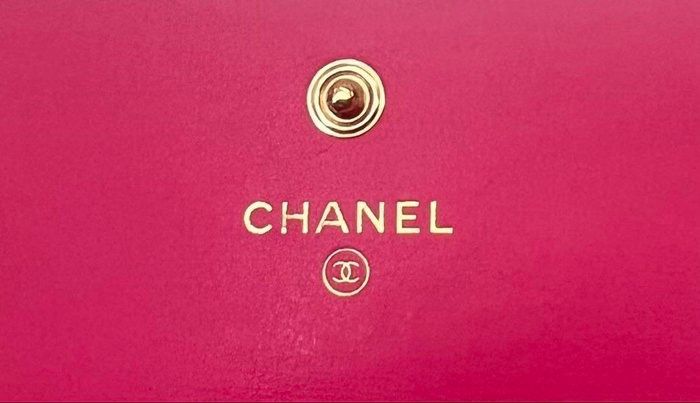 CHANEL Camellia Long Wallet Pink Lambskin with Box &amp; Card