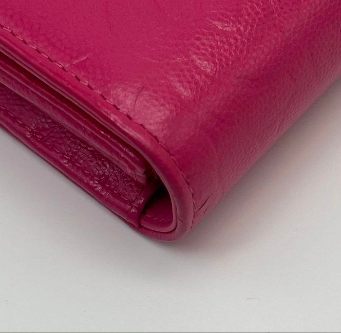 CHANEL Camellia Long Wallet Pink Lambskin with Box &amp; Card