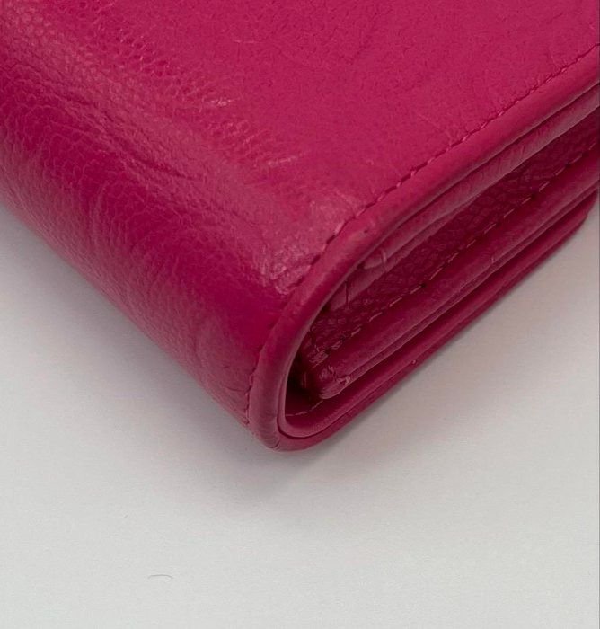 CHANEL Camellia Long Wallet Pink Lambskin with Box &amp; Card